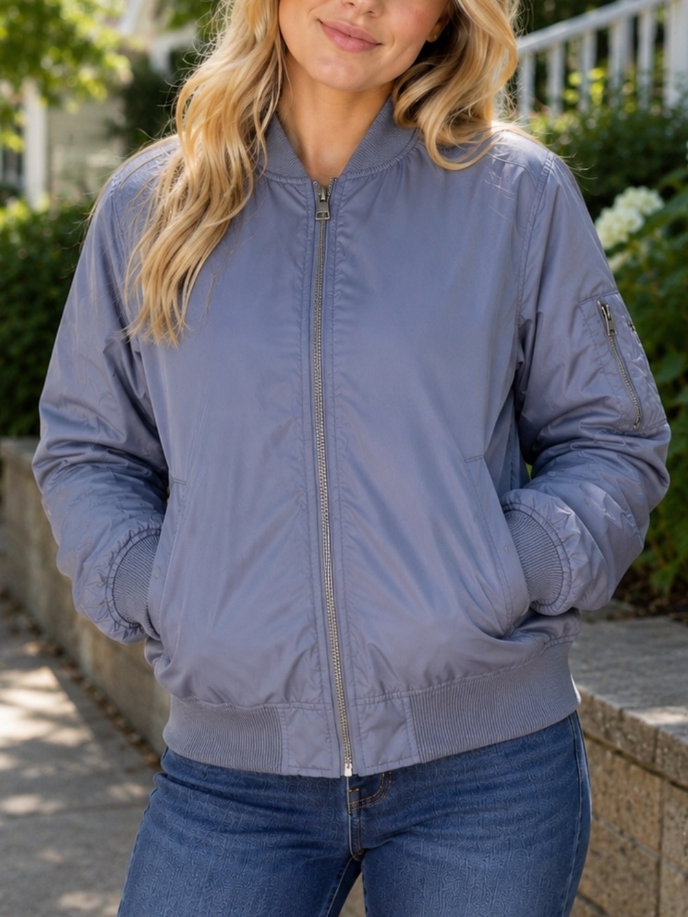 Gap Gray Bomber Jacket Lightweight Zip Front Coat Size XS
